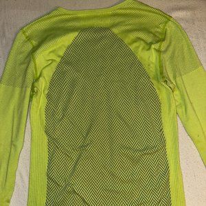 Fabletics lime green stretchy light compression top, M